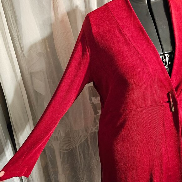 #184 NEW Chicos Size 3 Travelers Classic Side-Slit Jacket in Enamel Red - Picture 4 of 9